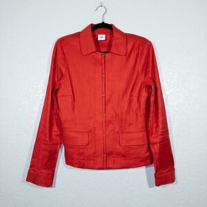 New CAbi‎ Perfect Red Valentine Linen Blend Button Jacket Size Medium